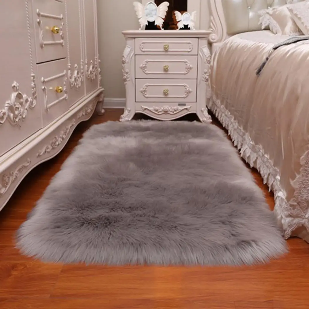 

Luxury Square Soft Artificial Wool Sheepskin Fluffy White Fur Carpet Living Room And Bedroom,study Decoration