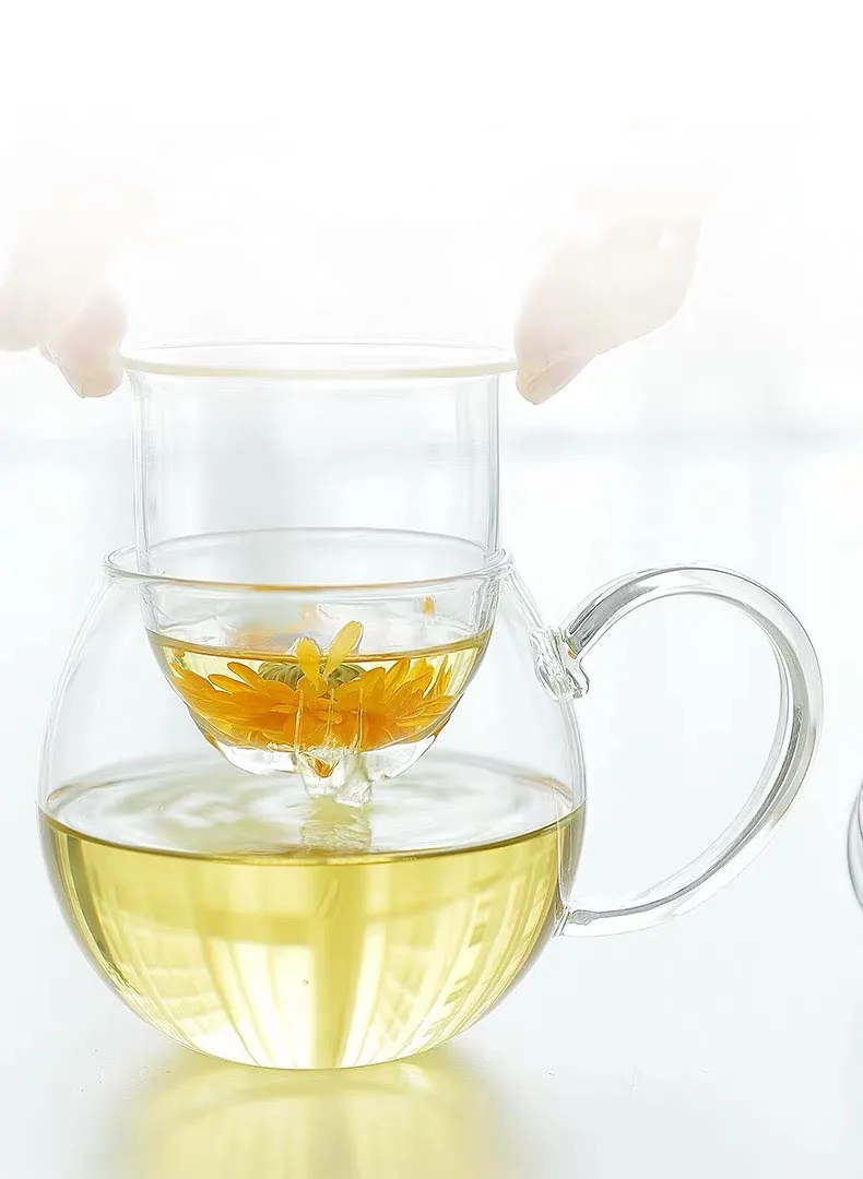 

Cretive Glass Water Cup With Filter Lid Mat Flower Tea Coffee Mug Office School Supplies Birthday Gift Couples Present