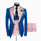 Новый формальный Королевский синий костюм Для мужчин Slim Fit Бизнес блейзер с учетом друга жениха, Жених Свадебный костюм смокинг для ужина, куртка, комплект: жилет и штаны