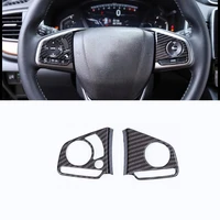 for honda cr v crv 2017 2018 abs carbon fiber steering wheel button decorative sticker cover trim car styling accessories 2pcs