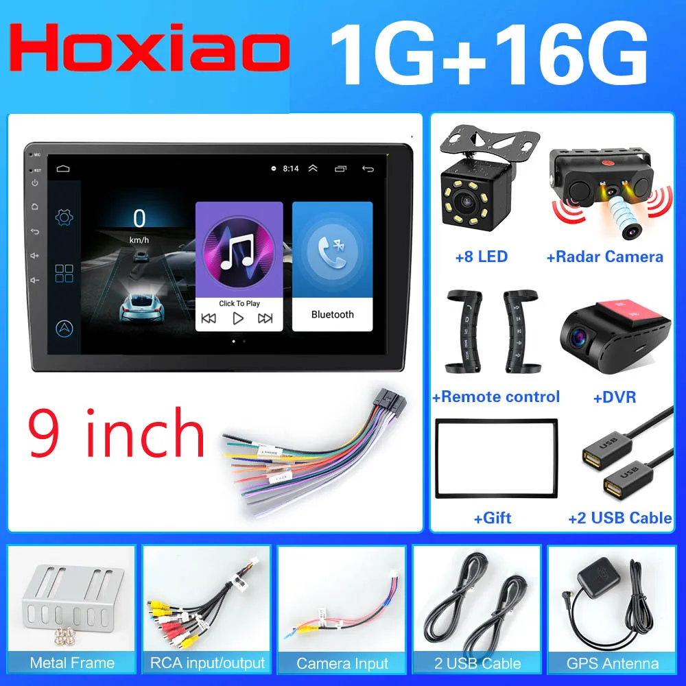 2 DIN 9,0 дюймов Android 8,1 сенсорный экран автомобильный мультимедийный плеер Bluetooth gps WiFi навигатор FM радио плеер автомобильная камера - Цвет: 16G-TC