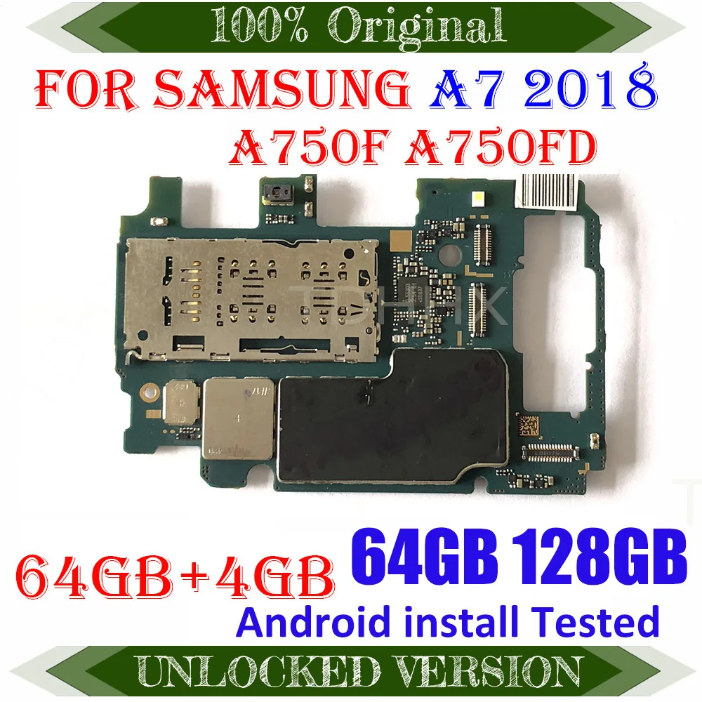 Разблокированная материнская плата Замена для Samsung Galaxy A70 2018 A750F 2 sim A750F/DS A750FN/DS A705F