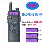 Рация Baofeng UV 5R, 3800 мА ч, дальность 10 км, Любительский радиоприемник UV5R, двухсторонняя, 8 Вт, UV-5r