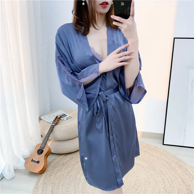 

Spring And Summer Sexy Suspender Nightdress Two-piece Korean Fashion Women's Pajamas Casual And Comfortable Nightgown