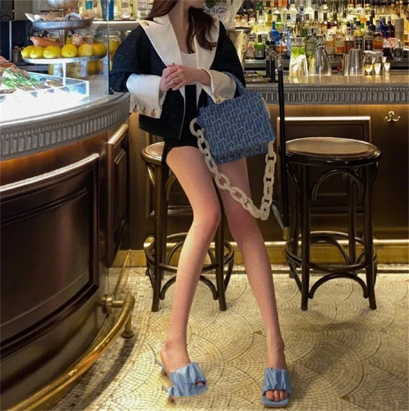 Сумка-тоут женская из денима вместительная сумочка для покупок с принтом на