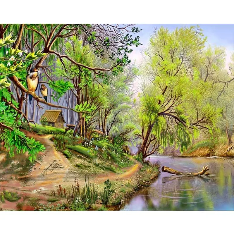 DIY 5D алмазная живопись ручей пейзажная вышивка крестиком Алмазная рукоделие