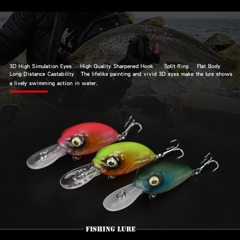 1pcs 3.9cm 4.8g Mini Minnow Wobblers Crank Fishing Lure Artificial Minnow Jerkbait Floating Hrad Lure For Trout Fishing Bait