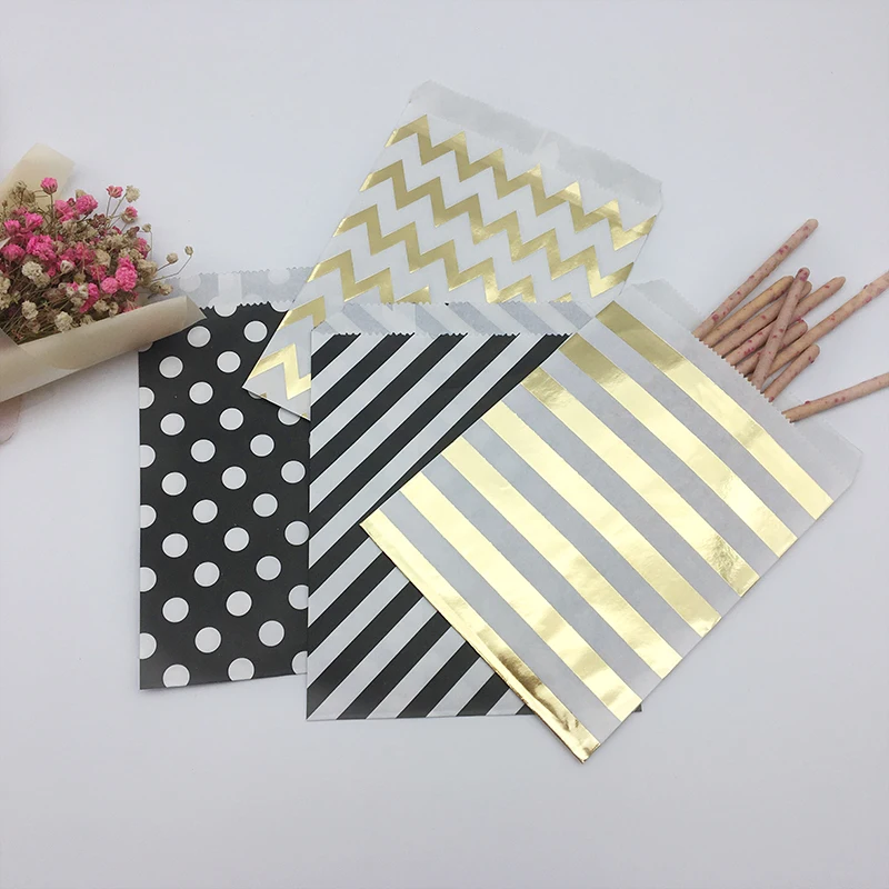 200 шт маленький бумажный мешок Красный/Черный Фольга Золотая Рождественская тема