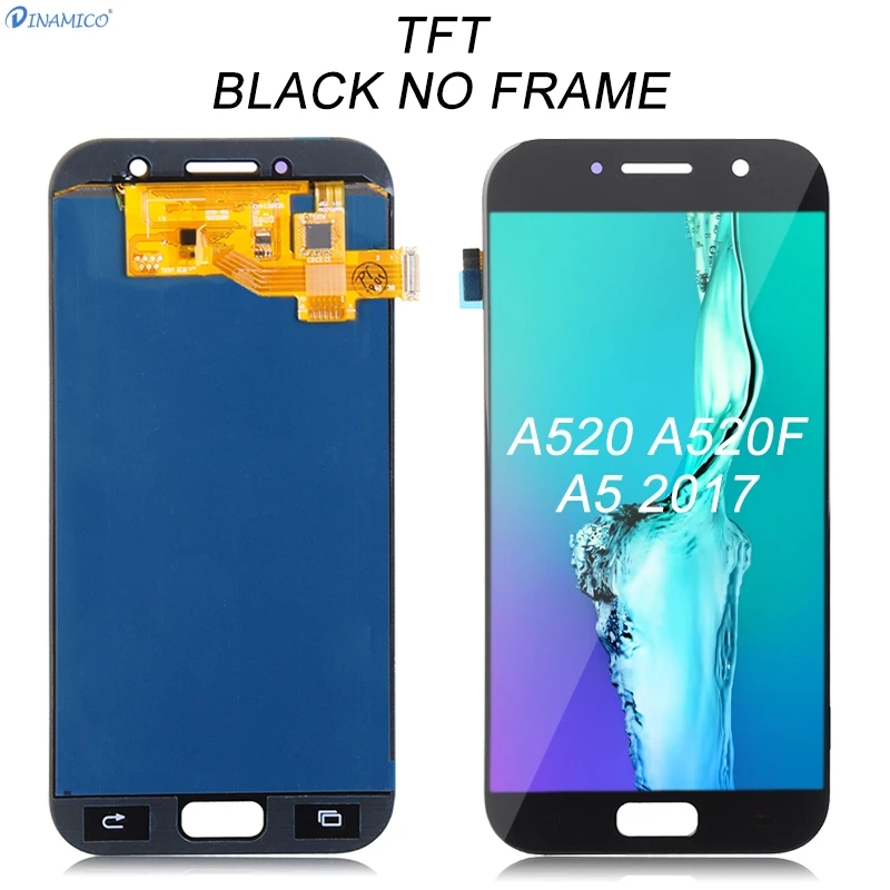 Dinamico OLED A520 Lcd для samsung Galaxy A5 Lcd A520F дисплей сенсорный экран дигитайзер панель в сборе с рамкой - Цвет: TFT Black