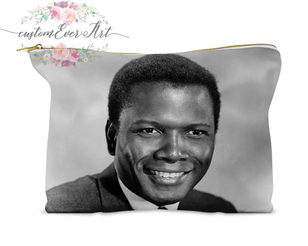 

Sidney Poitier cosmetic bag personalized small makeup bag funny makeup organizer toiletry bag zipper pouch