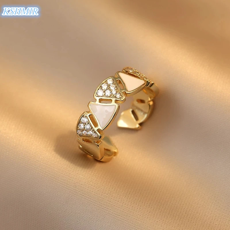 

kshmir2021 New Classic Geometric Triangle Gold Open Rings For Woman Korean Fashion Jewelry Wedding Party Girl Luxury Accessories