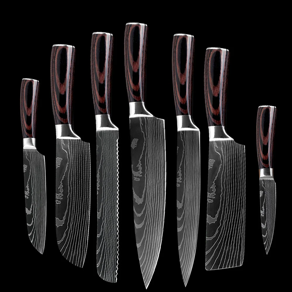 Нержавеющая сталь высокое качество 8 дюймов нож шеф повара лазерный дамасский