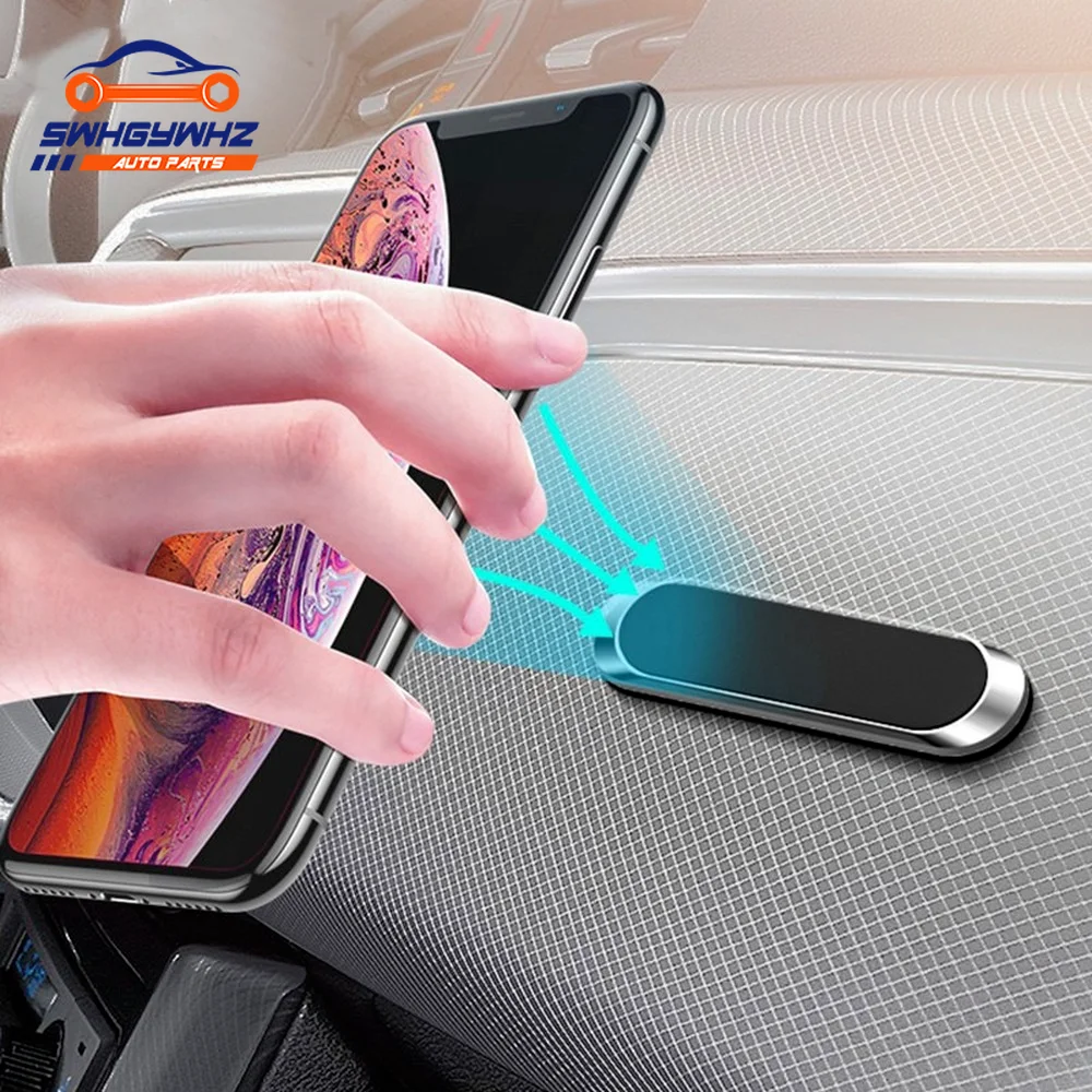Magnetic Car Phone Holder mini Strip Paste Stand For iPhone Huawei Samsung Wall Zinc Alloy Magnet GPS Mount Dashboard |