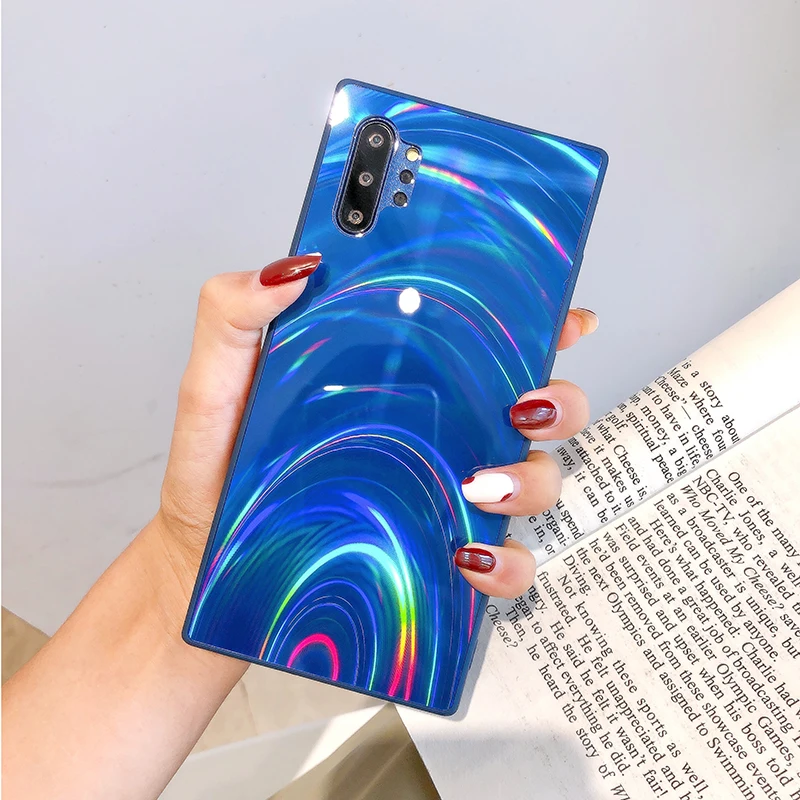 YHBBCASES для samsung Note 10 8 9 модные лазерные радужные чехлы для телефонов samsung Galaxy S8 S9 S10 Plus цветной мягкий чехол Аврора