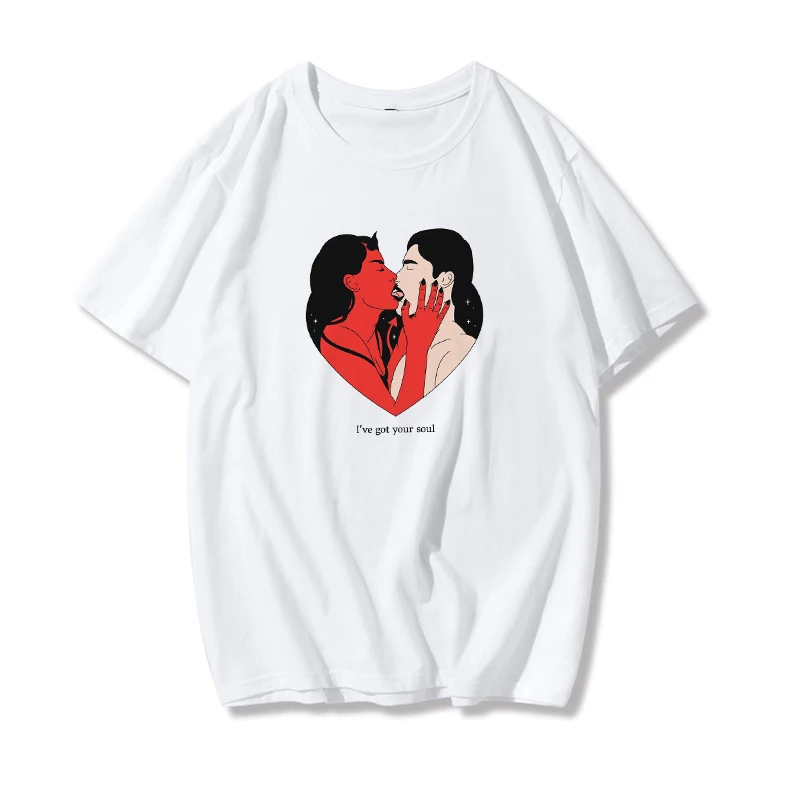 Женская футболка с принтом THE ANGELS PROTECT ME DEMONS винтажный Свободный Топ большого