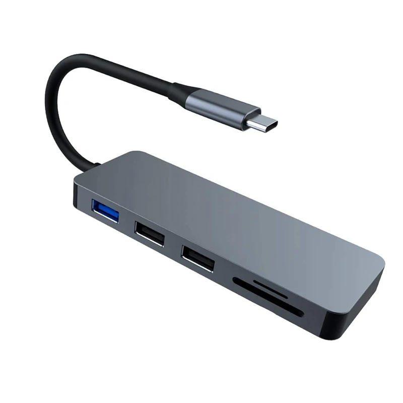 

USB C Hub, Type C Dock Adapter, USB C Adapter 7 in 1 with 4K HDMI (30Hz), 2 USB 3.0 Ports, SD/TF Card Reader
