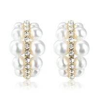 double row fashion glamour pearl earrings alloy earrings ladies earrings banquet wedding gift for girlfriend