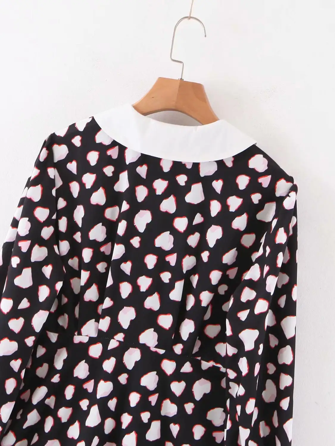 Новинка 2020 женское повседневное тонкое платье с длинным рукавом и принтом сердец