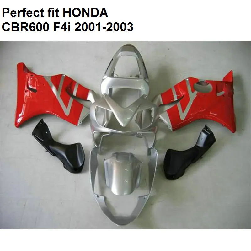 

Литьевая форма обтекатель для Honda CBR 600 F4i 01 02 03 Красный Серебряный комплект обтекателей CBR600 F4i 2001 2002 2003 CZ12