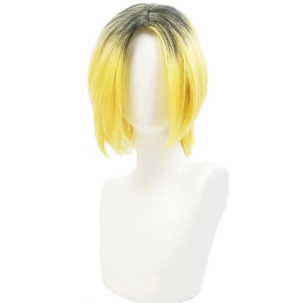 

Haikyuu!! Kozume Kenma Wig Cosplay Costume Heat Resistant Synthetic Hair Men's Short Blonde And Black Party Hairpiece
