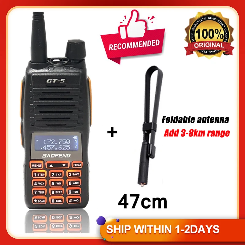 2021 BAOFENG GT-5 12W Power New Portable 2 Way Radio Dual PTT Walkie Talkie UV82 Update Hunting Transceiver Dual-Band Intercom