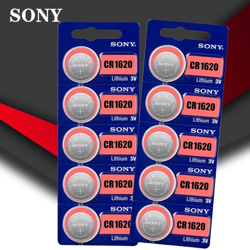 

10pc Sony 100% Original CR1620 Button Cell Battery For Watch Car Remote Key cr 1620 ECR1620 GPCR1620 3v Lithium Battery