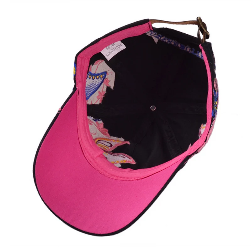 Бейсболка женская хлопковая с вышивкой и бабочками | Аксессуары для одежды