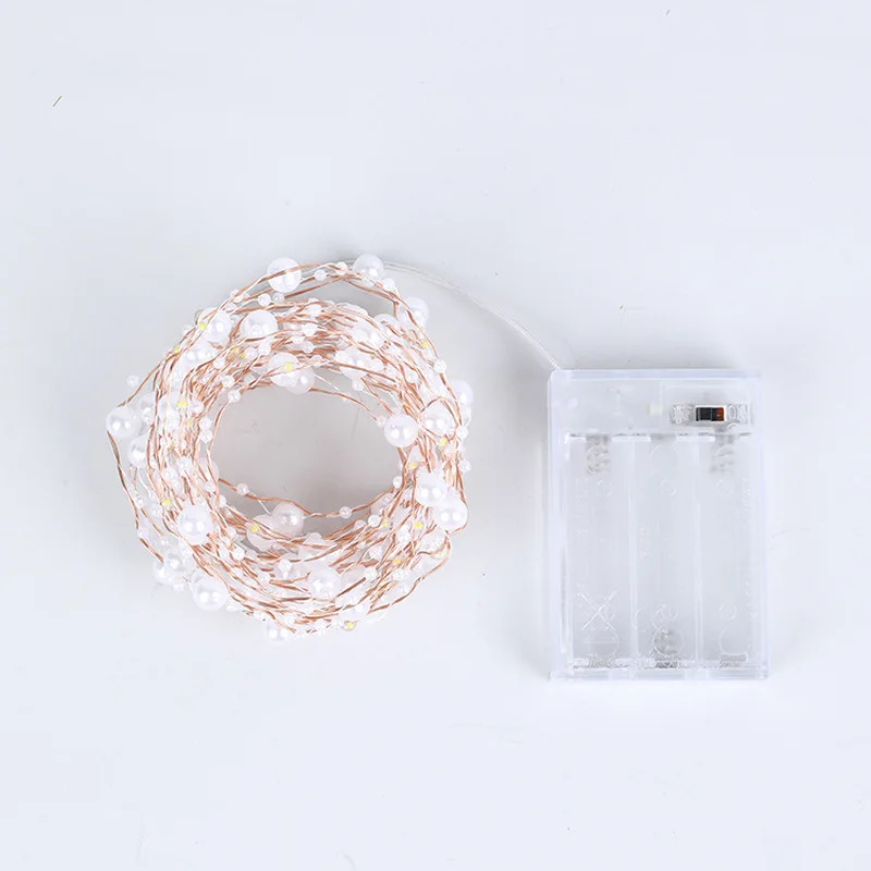 

LED Pearl Copper Wire String Lights Pearlized Fairy Garland for Party Birthday Wedding Christmas Decoration Wedding Home Decor
