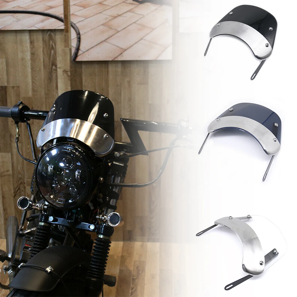 

Universal Headlight Windshield Easy Install Deflector Protective Retro Fairing Stainless Steel Motorcycle Styling Front 5-7 Inch