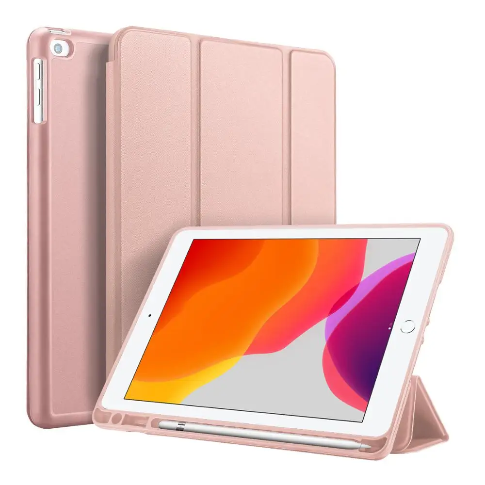 Pink DUX DUCIS PU кожаный смарт-чехол для iPad 7 10,2() мягкий флип-чехол для iPad 7 10,2 дюймов с карандашом чехол с зажимом - Цвет: Pink