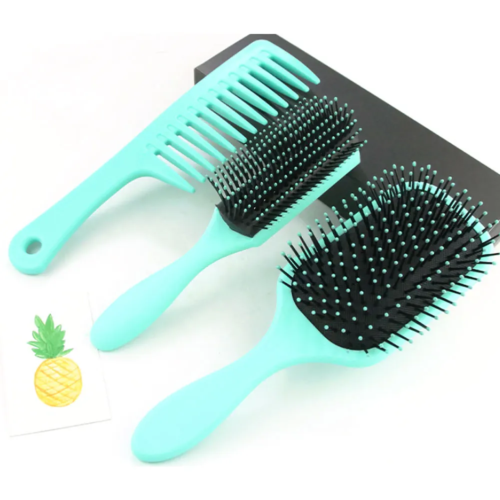 

3pcs Hair Brushes Air Cushion Massage Hairdressing Wide Tooth Comb Set Nine Claws for Hair Styling Hair Salon(Green)