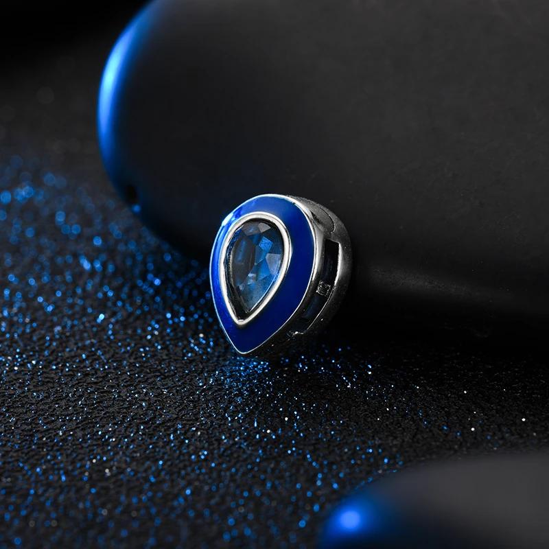 DEVOLOVE 925 серебро рефлексионы клип Подвески синий эмаль кристалл с бисером для