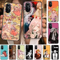 anime chainsaw man clear phone case for huawei honor 20 10 9 8a 7 5t x pro lite 5g black etui coque hoesjes comic fash design