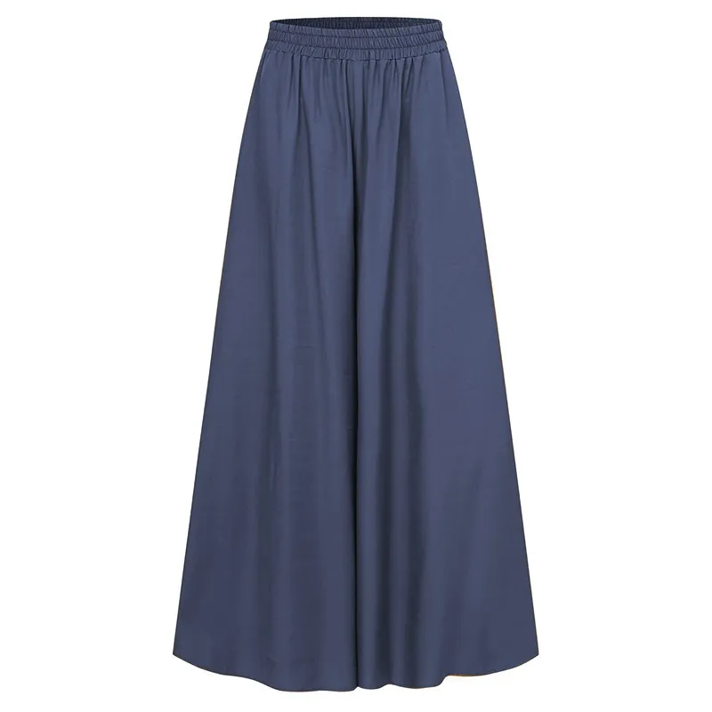 

2021 Summer Fashion Women's Hot Style Pure Color Loose Large Size Elastic Waist Wide Leg Pants Skirt Large Pendant Beach Skirt