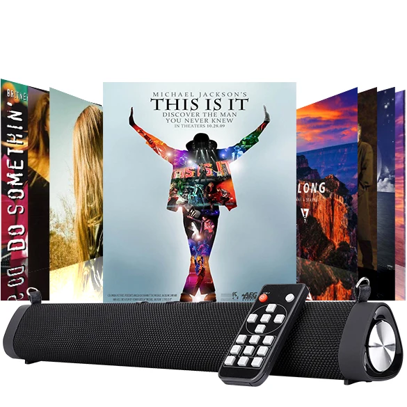 wireless bluetooth soundbar speaker Hifi Mini Column Surround Sound System AUX/TF/FM Radio with 3.5mm Input and Remote Control