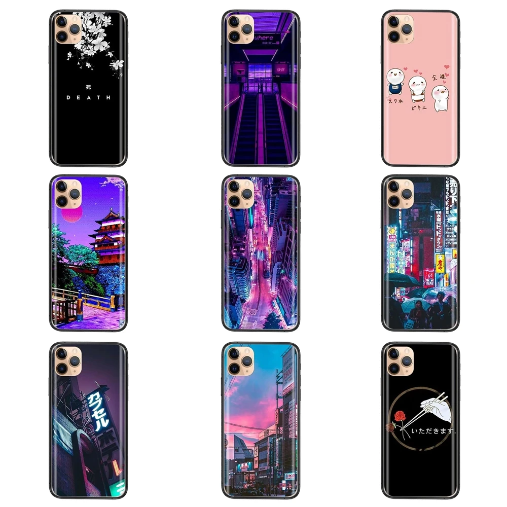 Япония Эстетическая для iPhone 11 12 Pro Mini Max Plus X XS XR 8 7 6S SE 5 5C 5S 2020 Черная задняя крышка |
