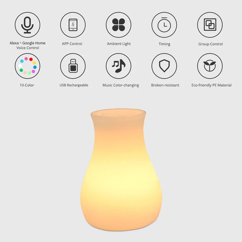 WiFi Smart APP Control RGB LED Table Lamp Restaurant Coffee Bar Dining Room Vase Ambient Night Light Work With Alexa Google Home | Освещение