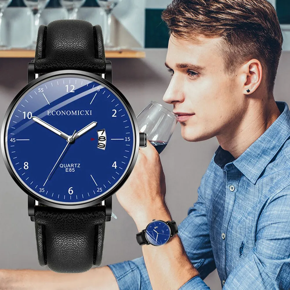 Мужские часы с одним календарем повседневные ремешком деловые спортивные