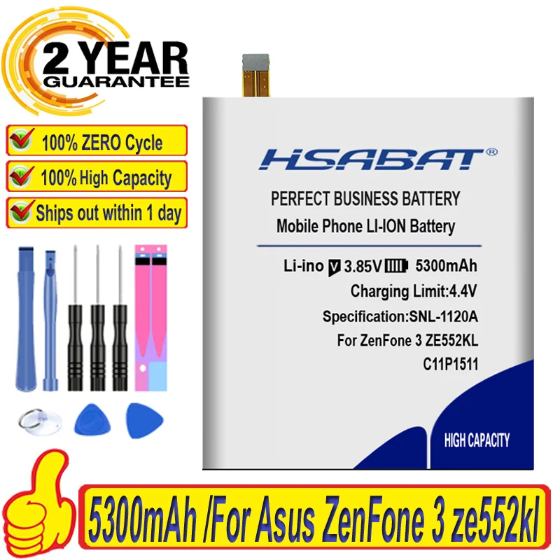 Аккумулятор HSABAT C11P1511 5300 мАч для Asus ZenFone 3 ZenFone3 ze552kl z012da/e|battery for|4000mah batterybattery 4000mah |