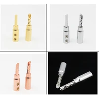 4pcs high quality pure red copper banana connector terminal plug connector 5mm for speaker diy