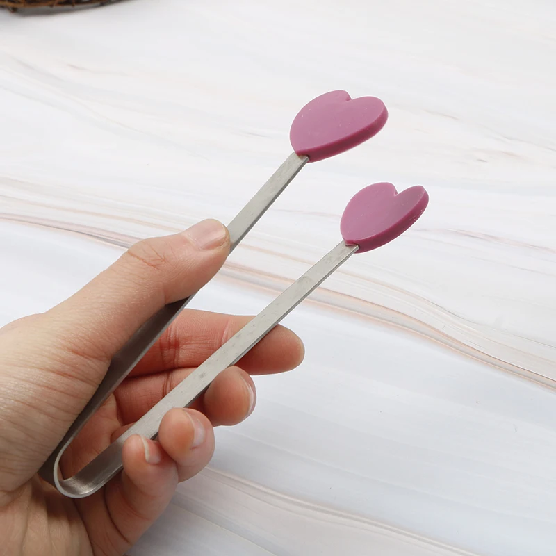 

1Pc Silicone Clip Non-slip Ice Clip Stainless Steel Mini Food Clip Fruit Clip