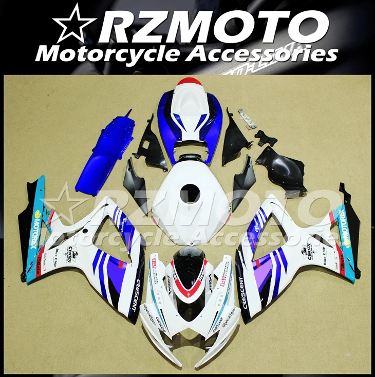 

4 подарка, новый комплект обтекателей для мотоцикла из АБС-пластика, подходит для Suzuki GSX-R600 K6 2006 2007 06 07, кузов под заказ, холодный белый, синий