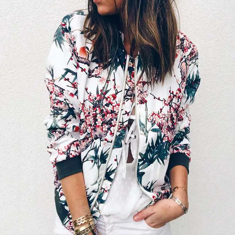 Женская Осенняя куртка бомбер на молнии Женское пальто с длинным рукавом
