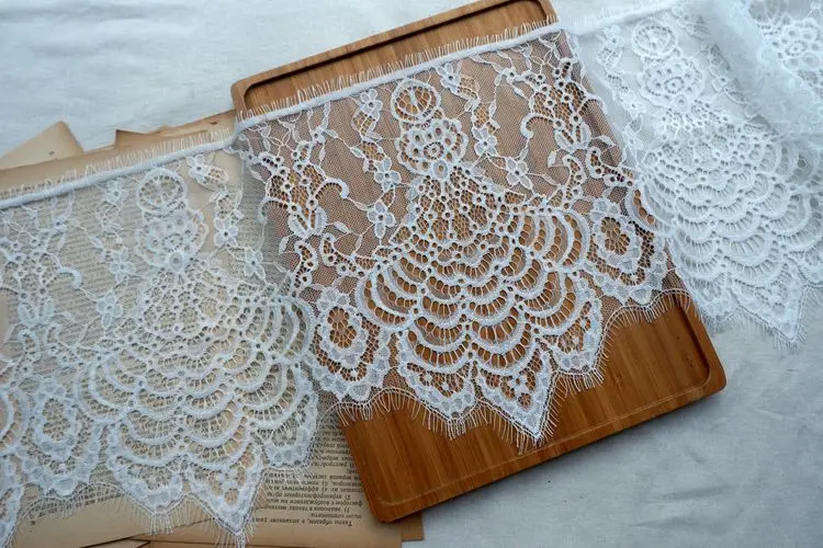 6 м/упак. ширина 24 см белый черный DIY изысканные классические ресницы кружева украшения вышивка кружевная ткань RS673 - Цвет: off white 6m