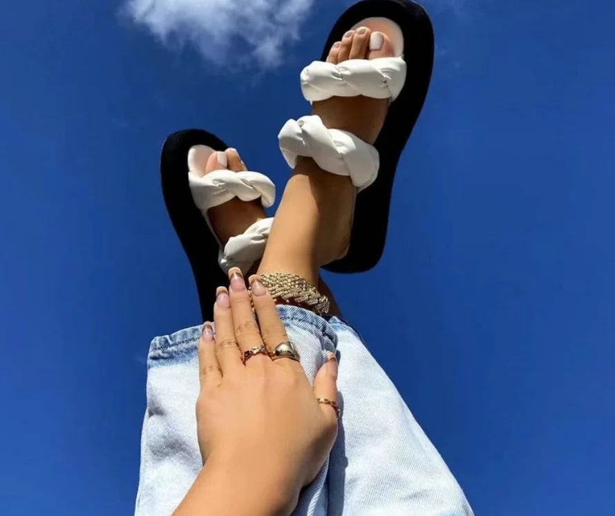 

New Gladiator Fashion Summer Women Thick Soled Flat Platform Slippers Sandals Shoes Woman Lady Twist Sandals Slippers Shoes