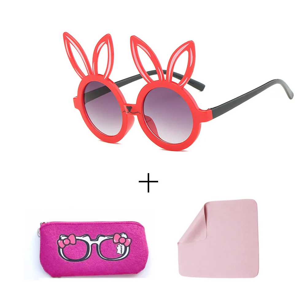 Glasses set Минимальный милый кролик форма гибкие детские солнцезащитные очки UV400 очки оттенки младенческой поляризованные ребенок для маленьких детей Защитный солнцезащитные очки - Цвет линз: Glasses set