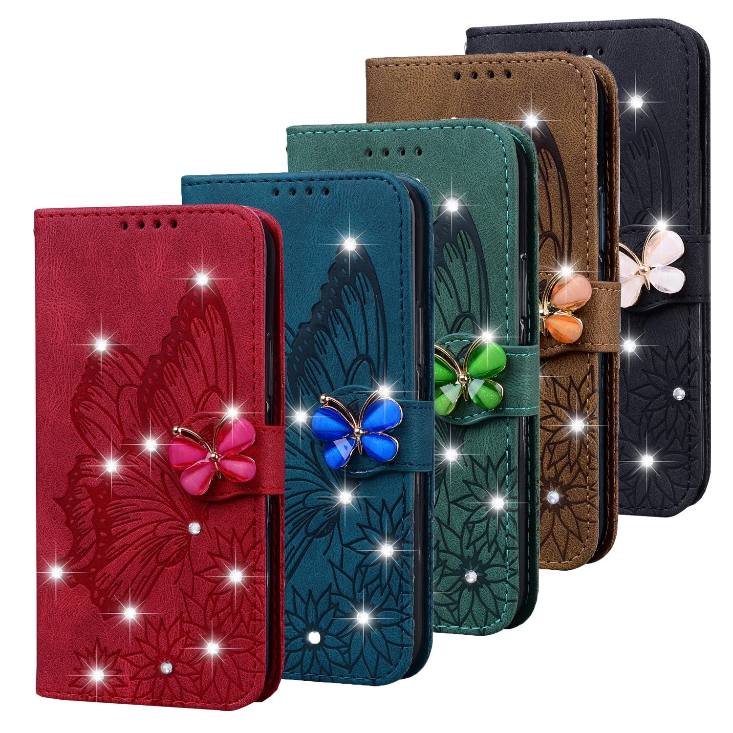 Бриллиантовым бантиком кожаный с отделением портмоне Чехол для мобильного