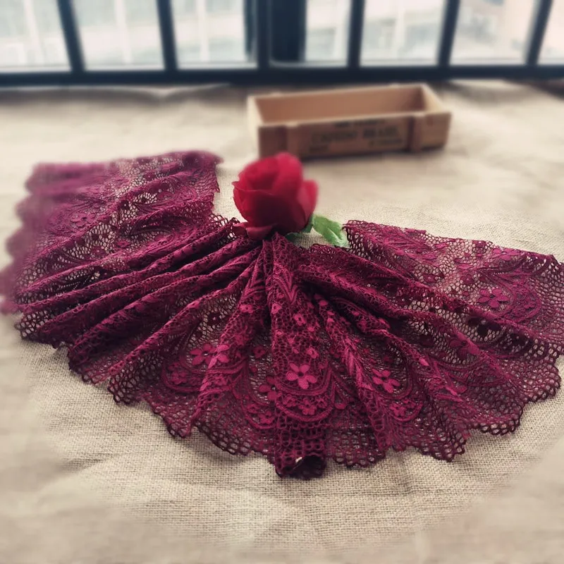 22 см широкая винно-красная растягивающаяся кружевная юбка с подолом аксессуары