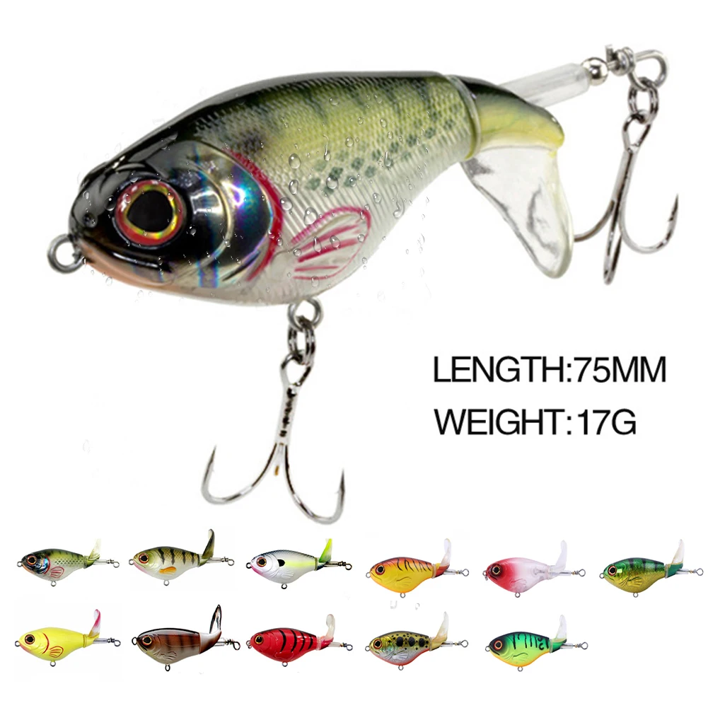 

75mm/17g Fishing Lure Bass Fishing Lure Hard Bait Spinner Action Floating Topwater Artificial Bait Crankbait Bass Fishing Tackle