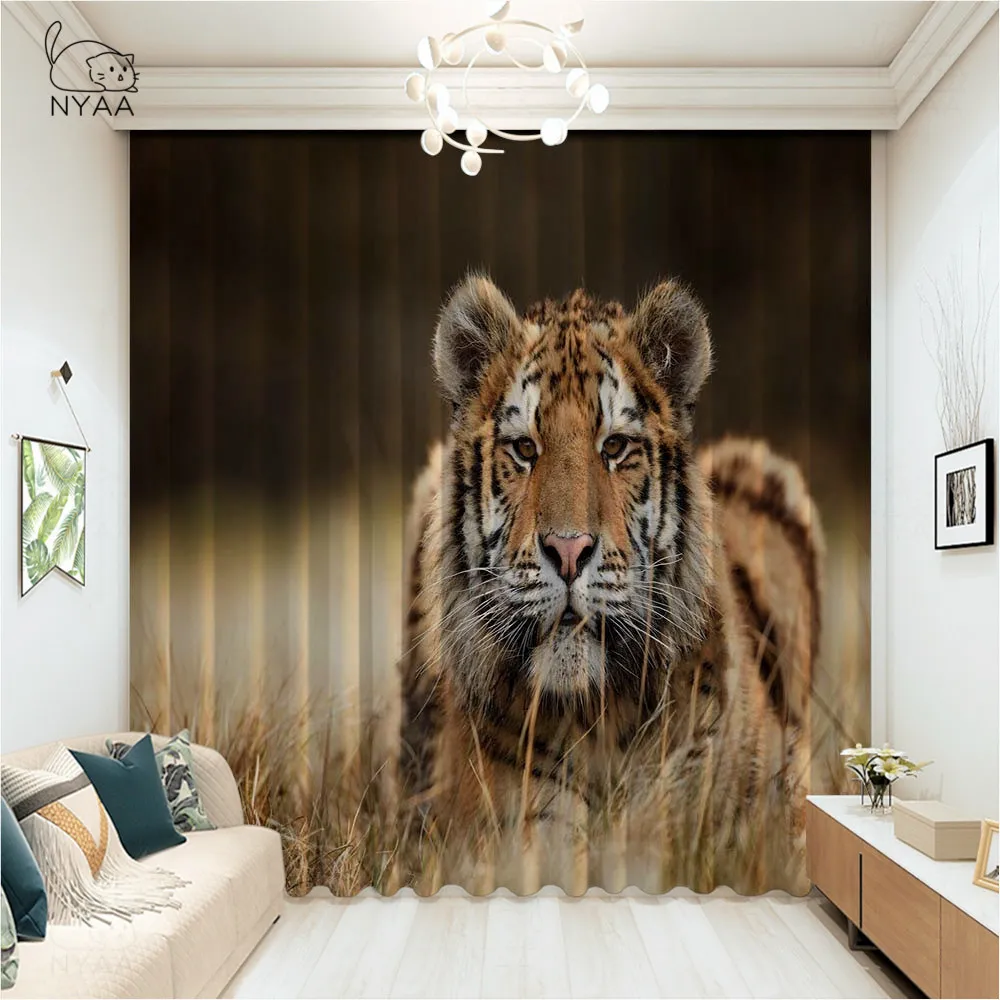 

Шторы для гостиной с изображением тигра и животных, 2021, крутые занавески